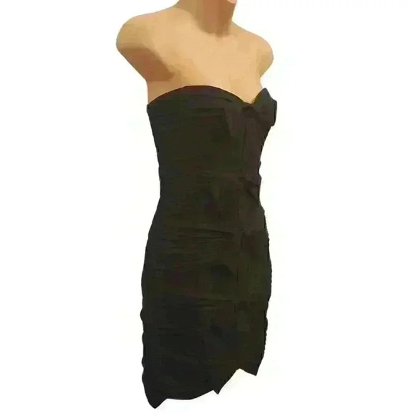 BCBGMAXAZRIA Sabrinna Strapless Black Crepe Ruched Bow Tie Dress, Size 6; $378 - Picture 4 of 12